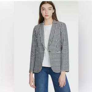 J. Crew Parke Navy and White Gingham Blazer